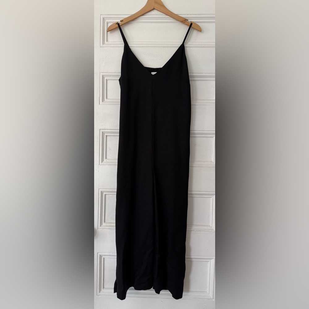 Frank & Oak | 100% Tencel Wide Leg Drapey Jumpsuit in Black | Size Small